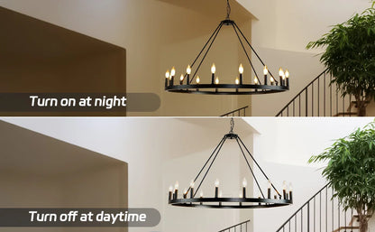 Rustic Farmhouse 16-Light Wagon Wheel Chandelier