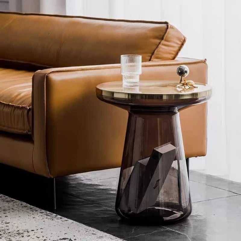 Stylish setup showcasing the Luxurious Modern Round Coffee Table as a centerpiece in a contemporary living room.