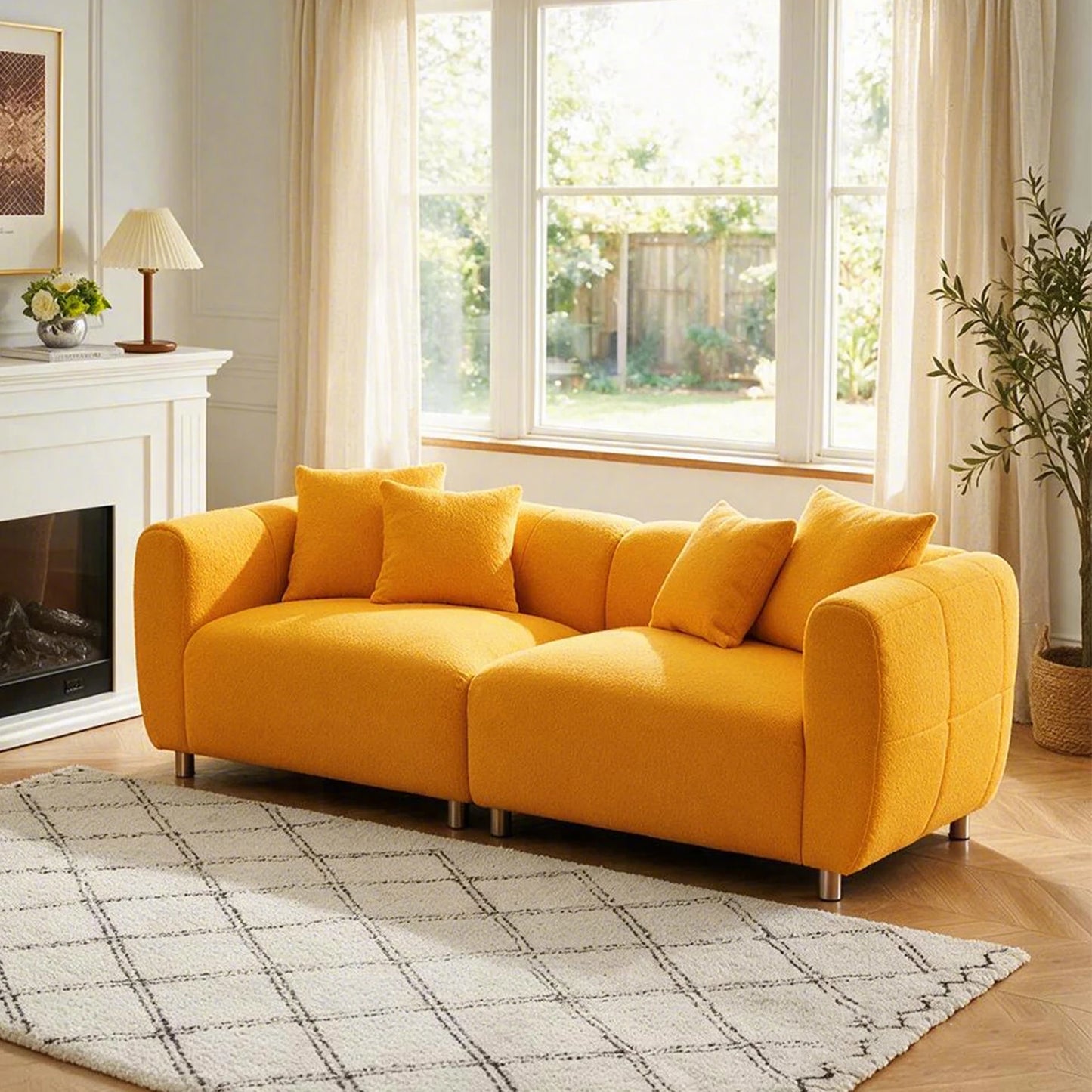 Cozy setup with the 89" Luxury Cotton Linen Sofa, complemented by stylish pillows for added comfort.