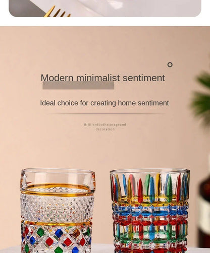 "The Rainbow Glossy" Handmade Lead-free Crystal Glass Whiskey Glass