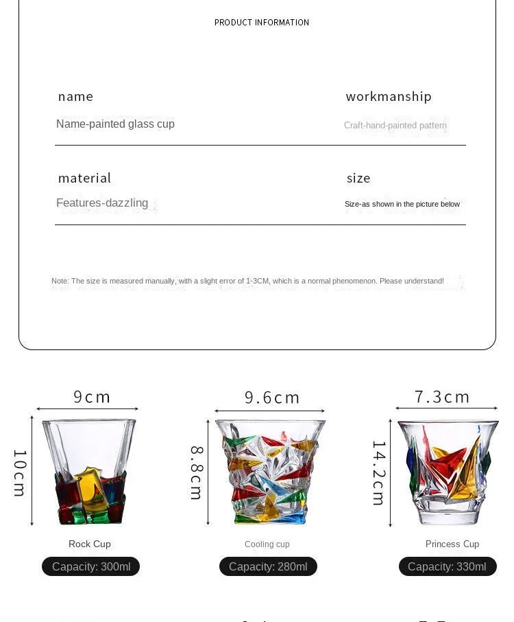 "The Rainbow Glossy" Handmade Lead-free Crystal Glass Whiskey Glass