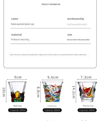 "The Rainbow Glossy" Handmade Lead-free Crystal Glass Whiskey Glass