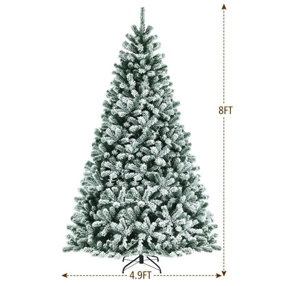 The Pre-lit 8FT Snow Flocked Hinged Christmas Tree