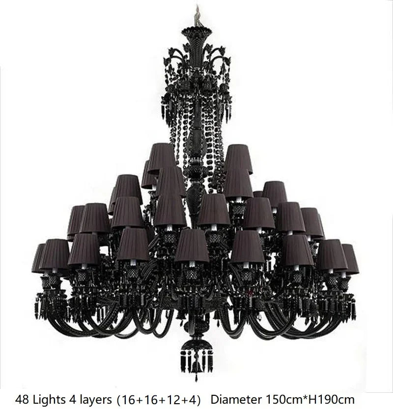 Luxurious Black Crystal Chandelier Lighting