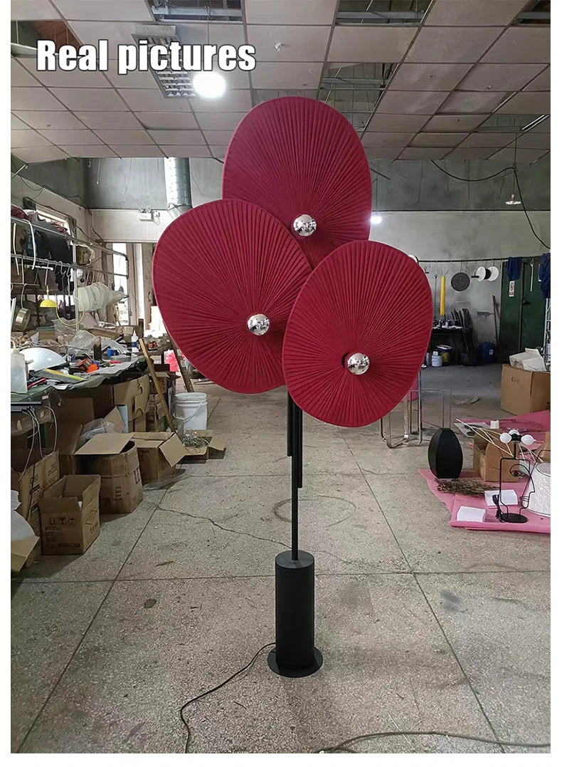 Elegant Modern Triple Floral Floor Lamp lighting up a spacious hallway.