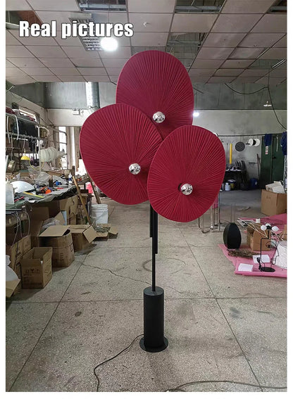 Elegant Modern Triple Floral Floor Lamp lighting up a spacious hallway.