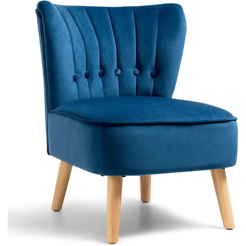 Ergonomic Retro Velvet Blue Leisure Chair