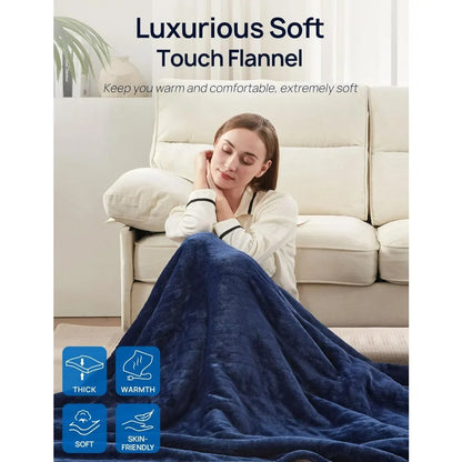 A close-up of the soft texture of the Cozy Flannel Sherpa Electric Blanket highlighting its luxurious materials.