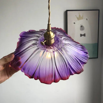 Artisan Lotus Leaf Pendant Light illuminating a cozy bedroom space, perfect as a lotus leaf pendant light for romantic ambiance.