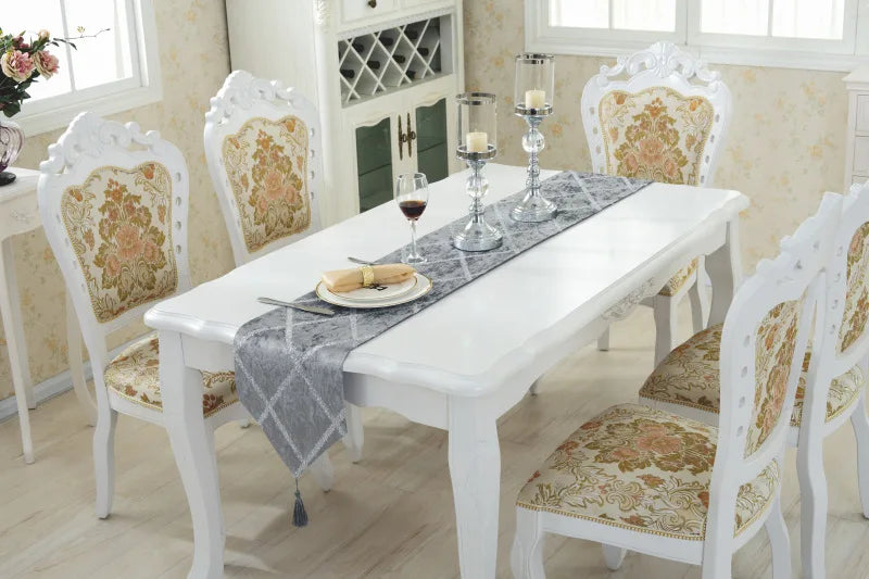 Setting the Long Strip Table Runner on a festive table - Elevating the ambiance with a long table runner.