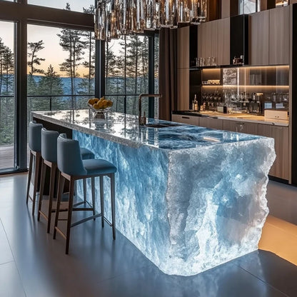 Luxury High-End Luminous Crystal Glacier Island Table