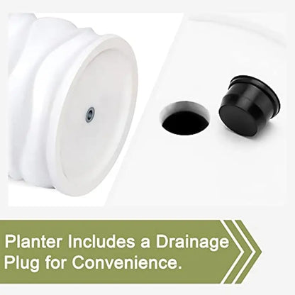 Set of 2 Matte White Tall Planters for Outdoor Plants