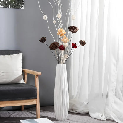 White 24" Tall Ceramic Floor Vase