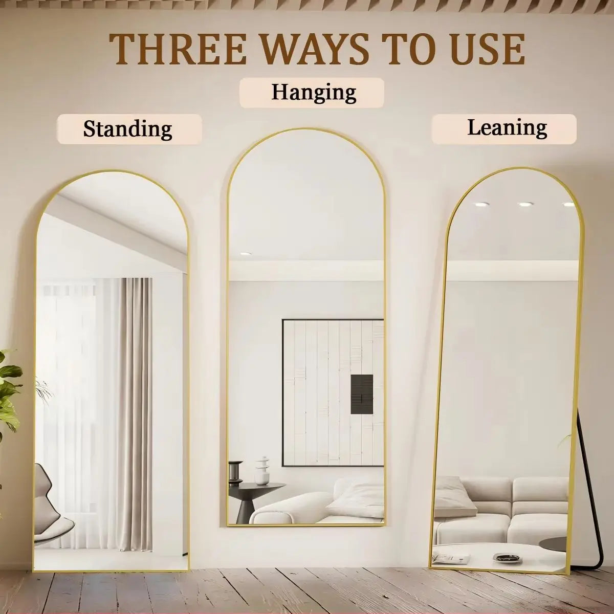Modern 71" Tall Full Length Mirror w/Arched Top Design