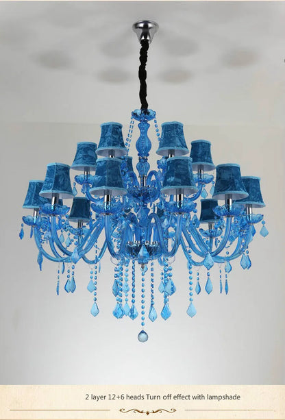European Mediterranean Blue Crystal Chandelier