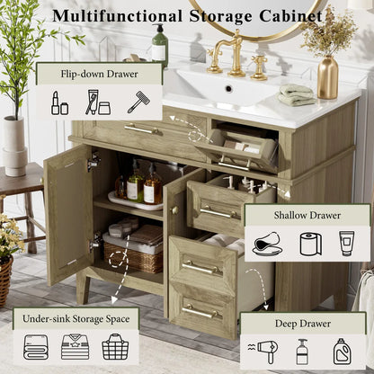 Classic & Elegant 36" Bathroom Vanity with Ceramic Sink