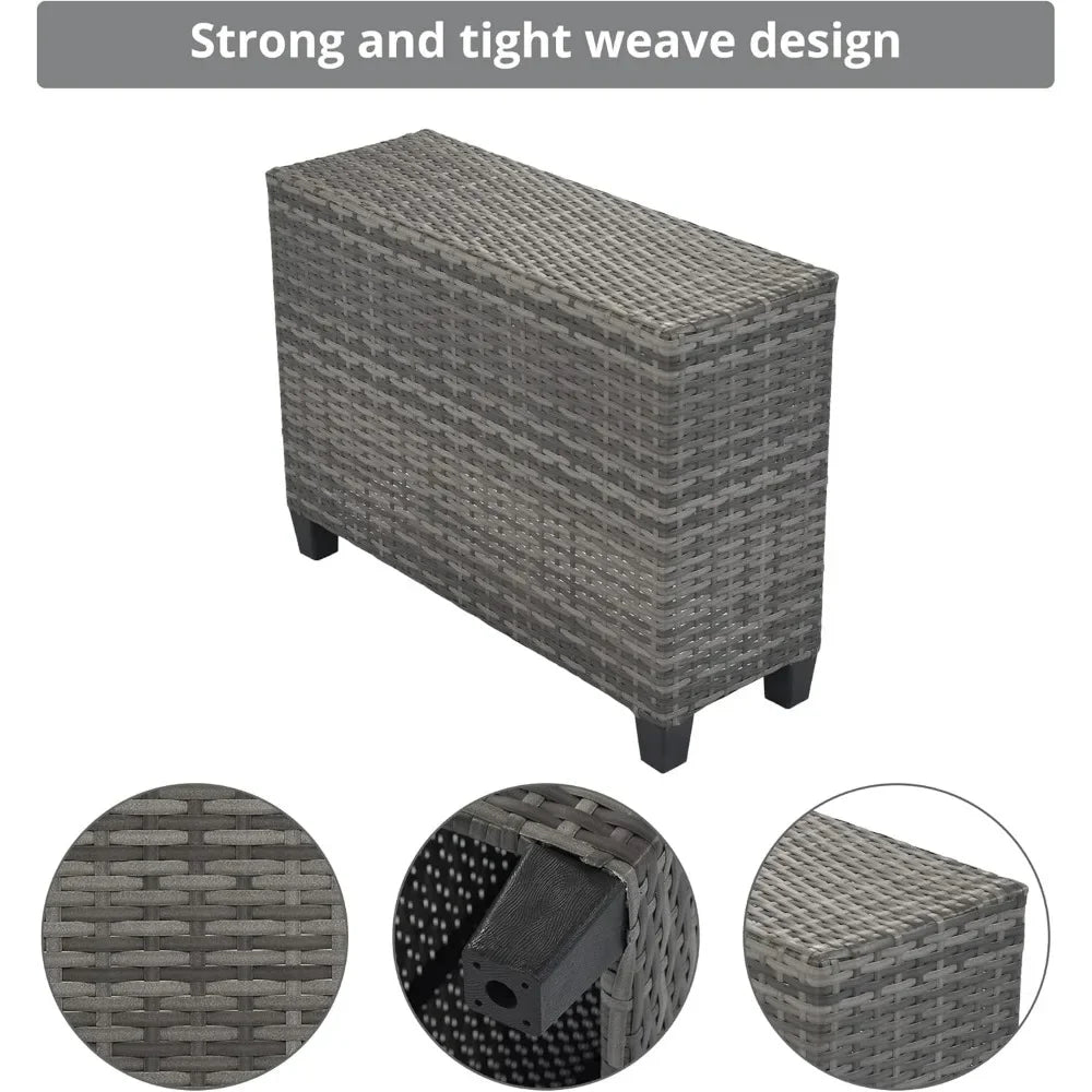8-Piece  Outdoor Half-Moon Wicker Sofa Set