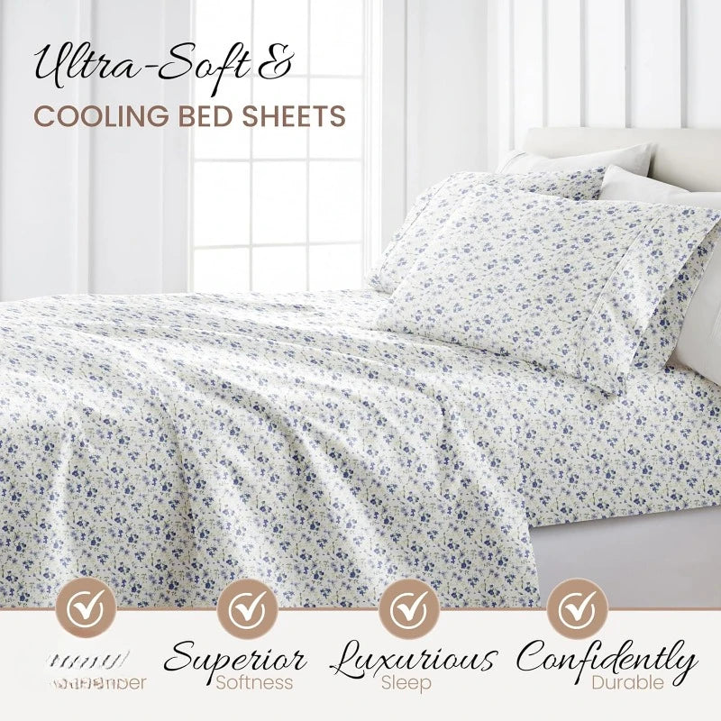   Ultra-Soft & Cooling Queen Size Silky Soft Bed Sheet Set
