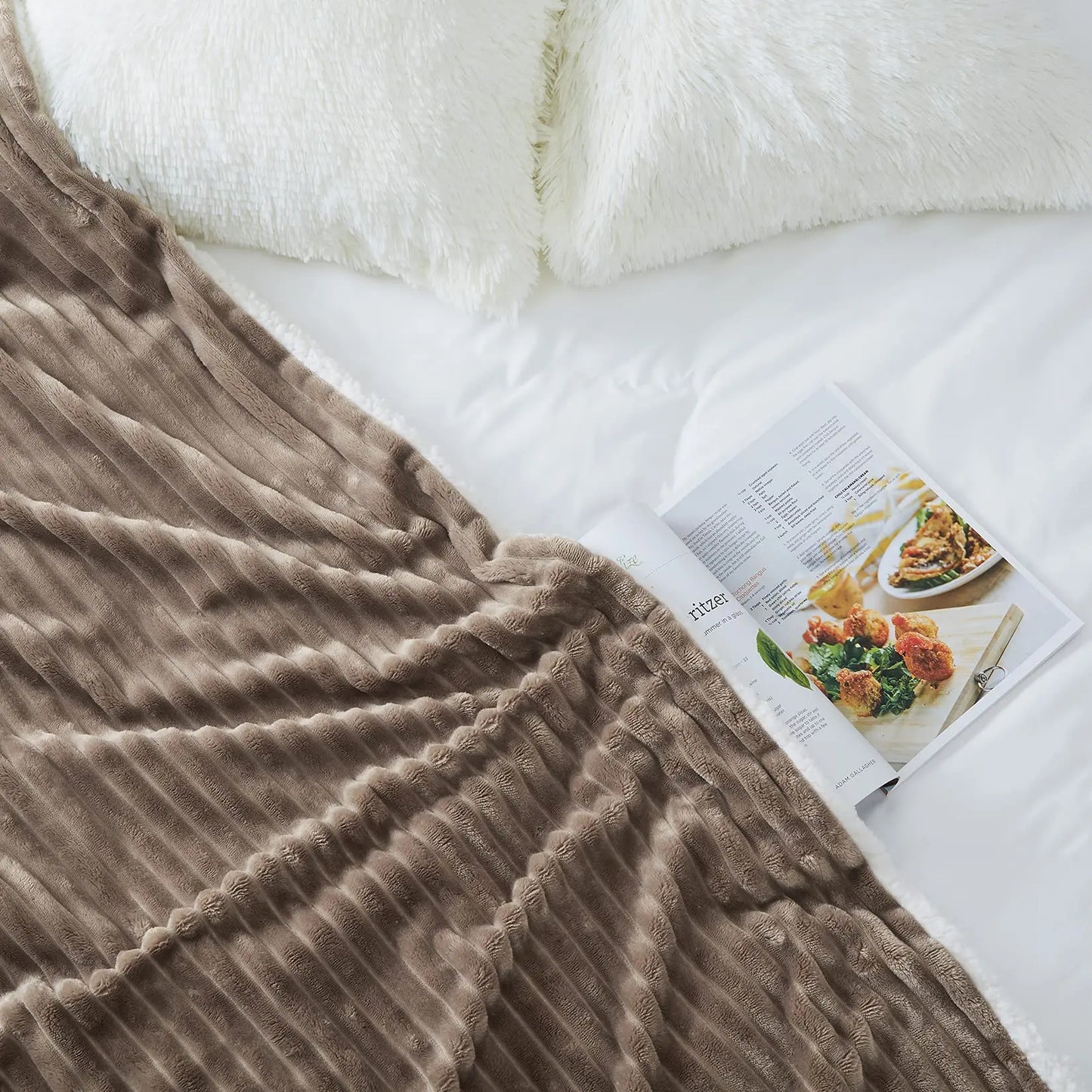 Soft & Cozy Striped Sherpa Flannel Throw Blanket