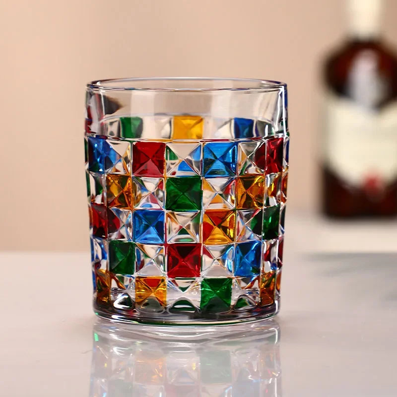 "The Rainbow Glossy" Handmade Lead-free Crystal Glass Whiskey Glass