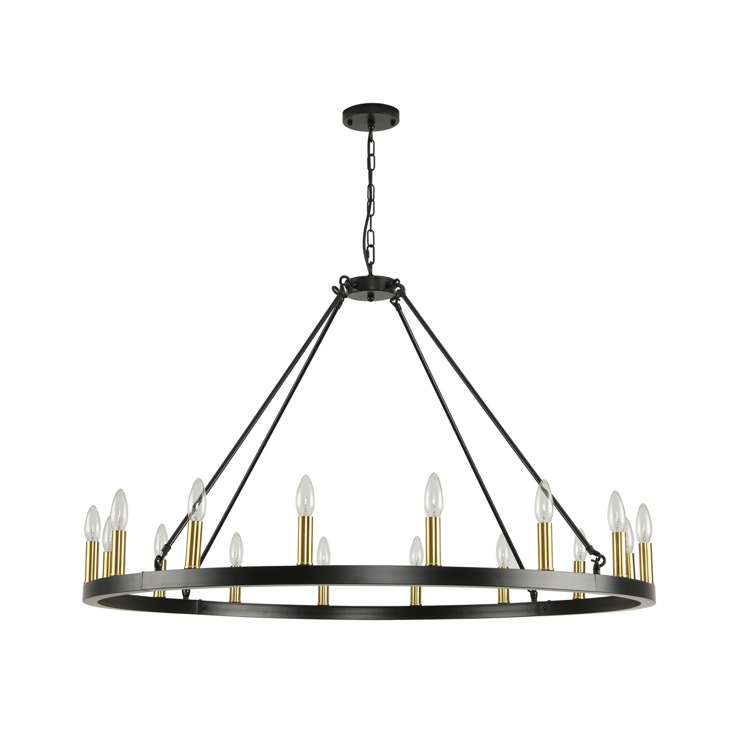 Rustic Farmhouse 16-Light Wagon Wheel Chandelier