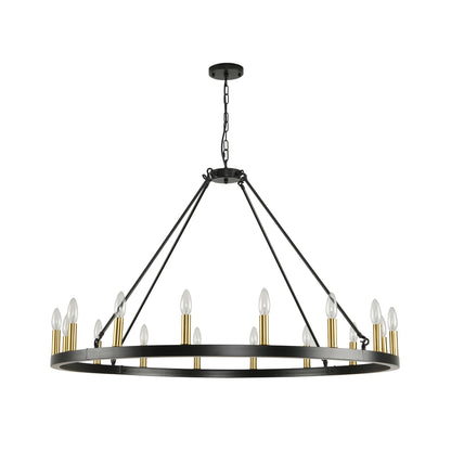 Rustic Farmhouse 16-Light Wagon Wheel Chandelier