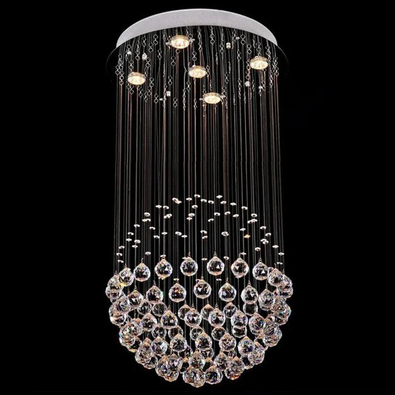 Modern 6-Light K9 Crystal Raindrop Chandelier