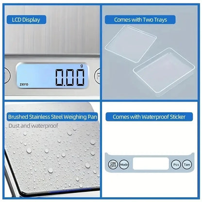 3000g Digital Kitchen Scale, 0.1g Precision Stainless Steel digital kitchen scale weighing ingredients in a bowl