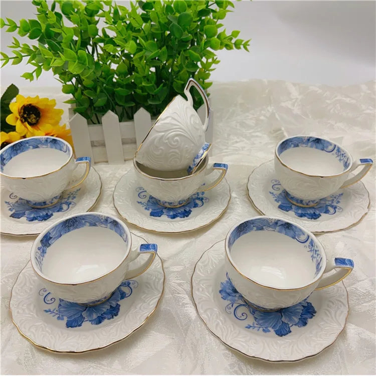 Exquisite Afternoon Tea Coffee Cup & Saucer Sets w/Gold Trim