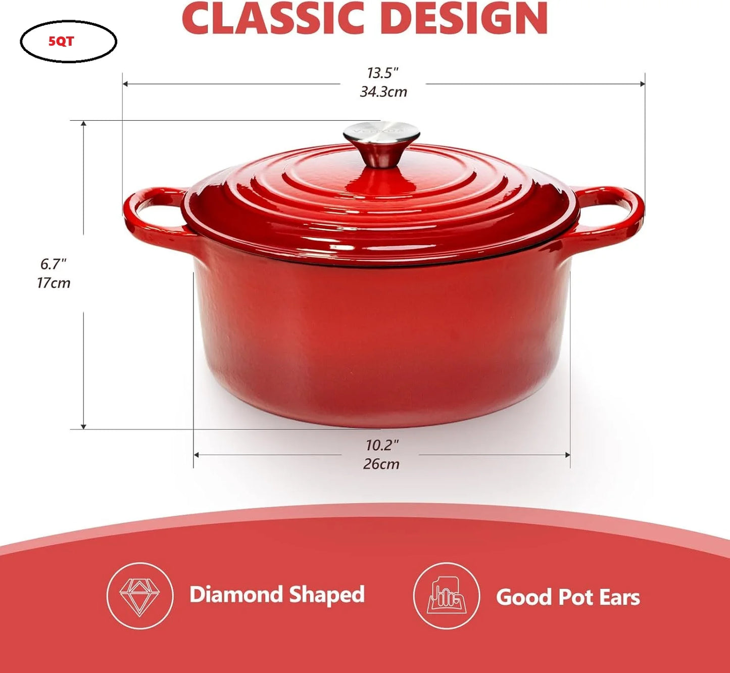 Self-basting lid of BK Bourgogne 7QT Cast Iron Dutch Oven with dripping rings for juicy, flavor-packed meals.