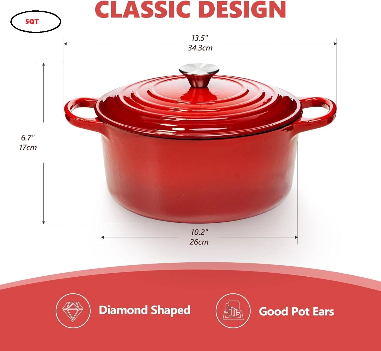 Self-basting lid of BK Bourgogne 7QT Cast Iron Dutch Oven with dripping rings for juicy, flavor-packed meals.