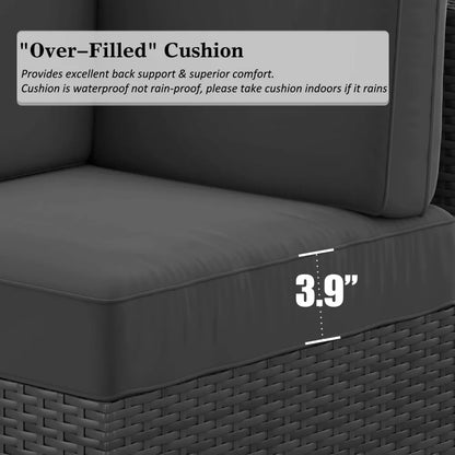 Modern 15-piece Black Outdoor Patio Furniture Set w/Fire Pit Table