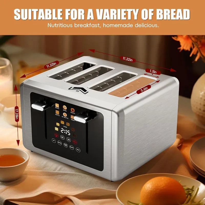 Versatile Stainless Steel 4-Slice Toaster  w/Touchscreen Control Panel