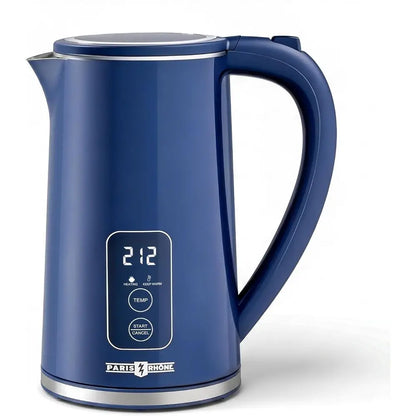 1.7L Temperature Control Electric Kettle with 6 Presets, LED Display & 4-Hour Keep Warm, blue temperature control electric kettle front view
