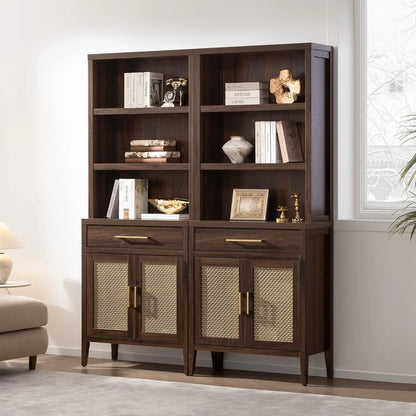 70" Tall 5-Tier Bookshelf w/Storage Cabinets & Drawers