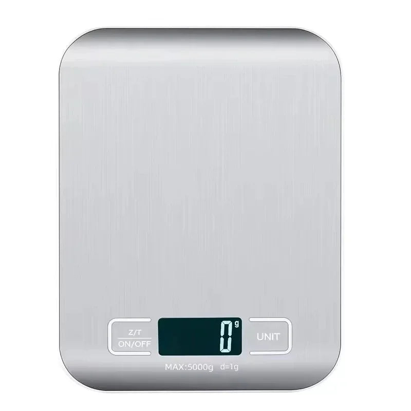 Digital Kitchen Food Scale, 11 lb Capacity with Tare Function, LCD Display & Stainless Steel Platform - digital kitchen scale on countertop