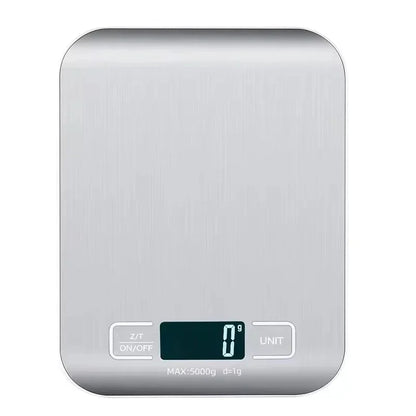 Digital Kitchen Food Scale, 11 lb Capacity with Tare Function, LCD Display & Stainless Steel Platform - digital kitchen scale on countertop