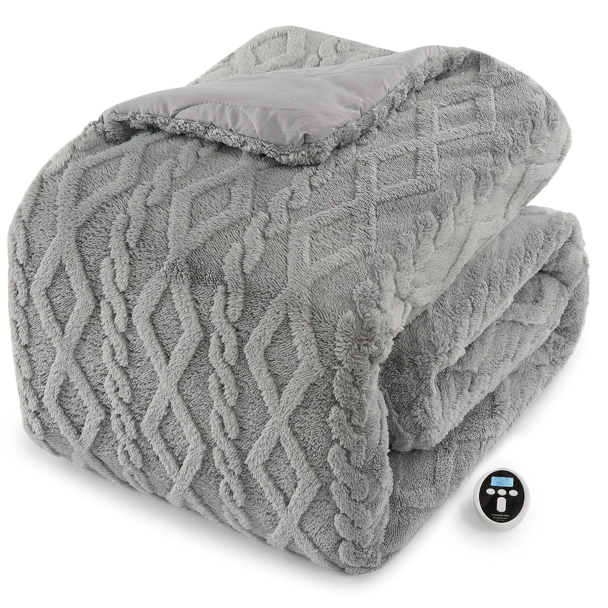 Queen 90x90 Heated Comforter with Dual-Zone Wireless Control, 6 Heat Levels & LCD Timer, six-level queen heated comforter temperature control