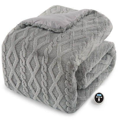 Queen 90x90 Heated Comforter with Dual-Zone Wireless Control, 6 Heat Levels & LCD Timer, six-level queen heated comforter temperature control