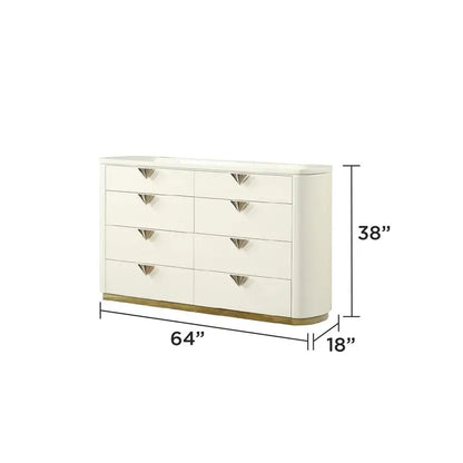 Luxurious 5-Piece Queen Upholstered Beige Bedroom Set w/Gold Accents 