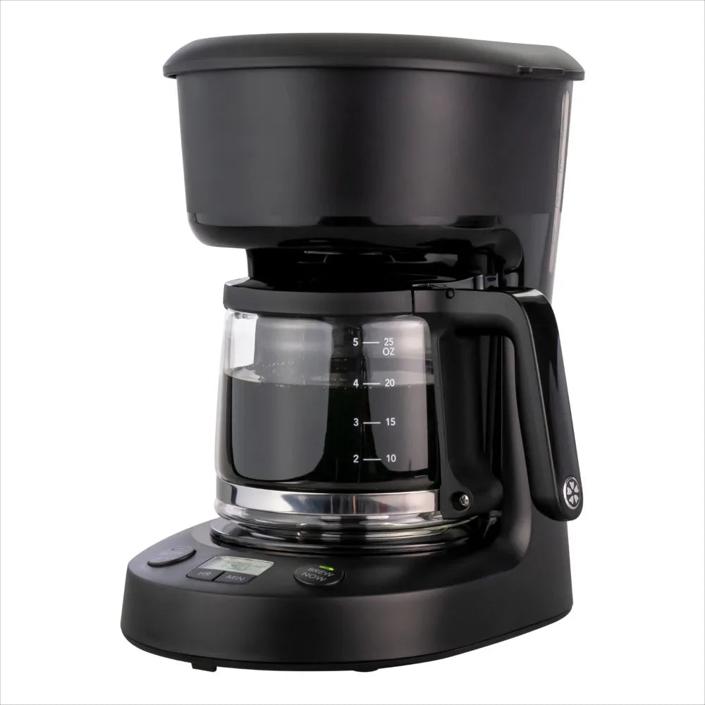 Compact 5-Cup Programmable Black Coffee Maker
