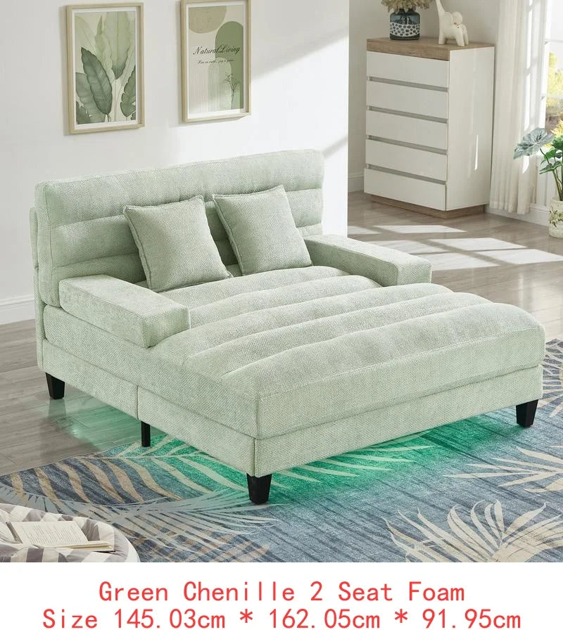 Modern Chenille Lounge/Sofa Chair w/Built-in RGB LED Lights