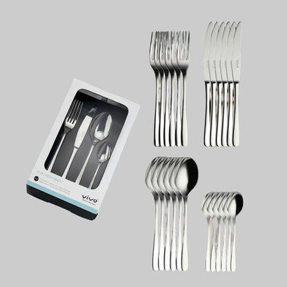 Elegant 18/10 Stainless Steel Flatware Set for 6 showcasing a polished finish, rust-resistant design, and modern elegance. Perfect stainless steel flatware set for your dining experience.
