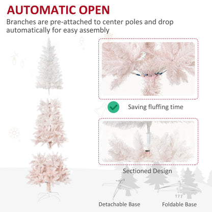 Artificial 7FT White/Pink Realistic Slim Holiday Tree