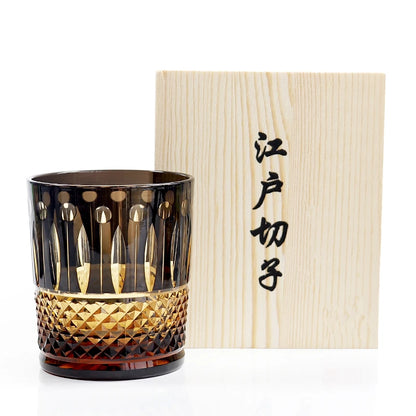 Premium Hand-Cut Whiskey Glass – Lead-Free Crystal Edo Kiriko Tumbler for Old Fashioned, showcasing elegant craftsmanship and intricate diamond patterns, perfect for whiskey lovers.
