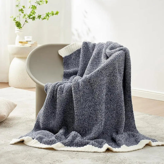 Super Soft & Lightweight Heather Navy Microfiber Throw Blanket