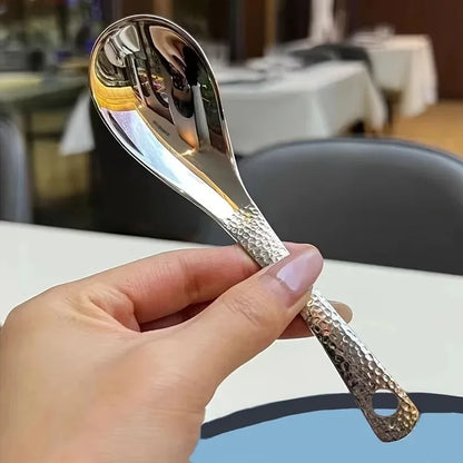 Heavy-Duty Stainless Steel Soup Spoon with Deep Bowl, Polished Finish & Ergonomic Handle, deep-bowled stainless steel soup spoon for serving