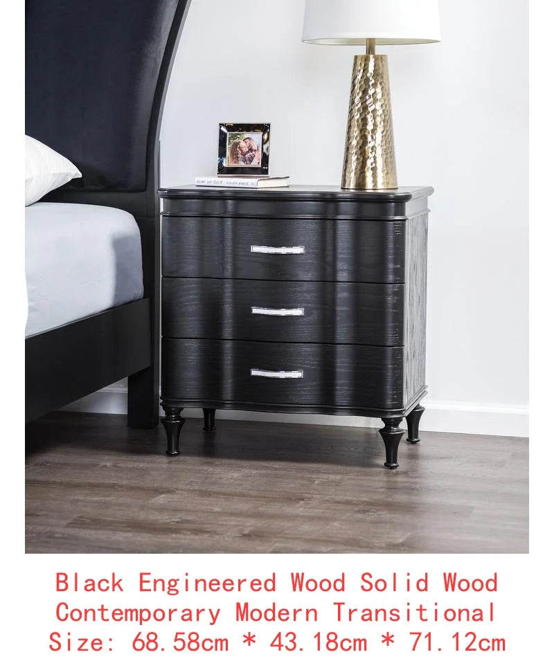 Lovely 3-Piece Queen Size Light Grey Bedroom Set w/2 Nightstands