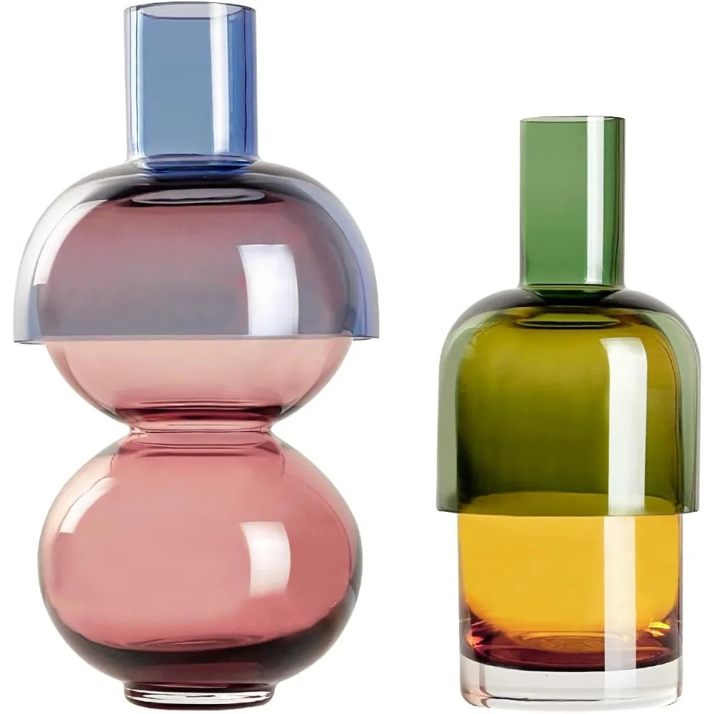 Reversible Glass Flower Vase and Bud Vase~Set of 2