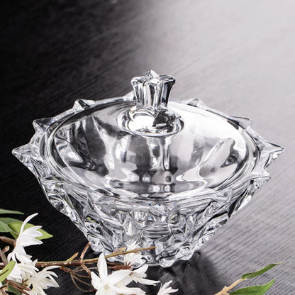 Black Elegant Crystal Glass Candy Jar complete with lid - perfect for fine home decor.